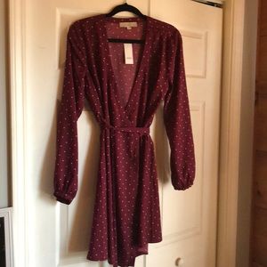 NWT LOFT Maroon Stars Wrap dress